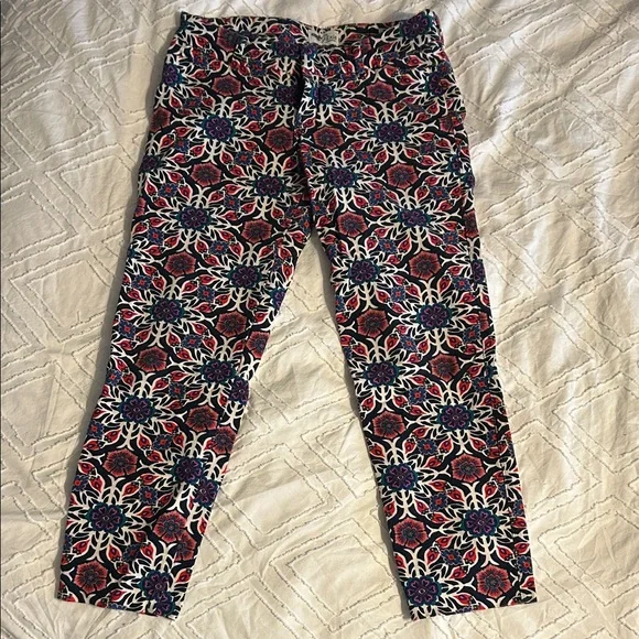 Old Navy Pixie Navy, Red & Teal Floral Pants - Picture 1 of 4